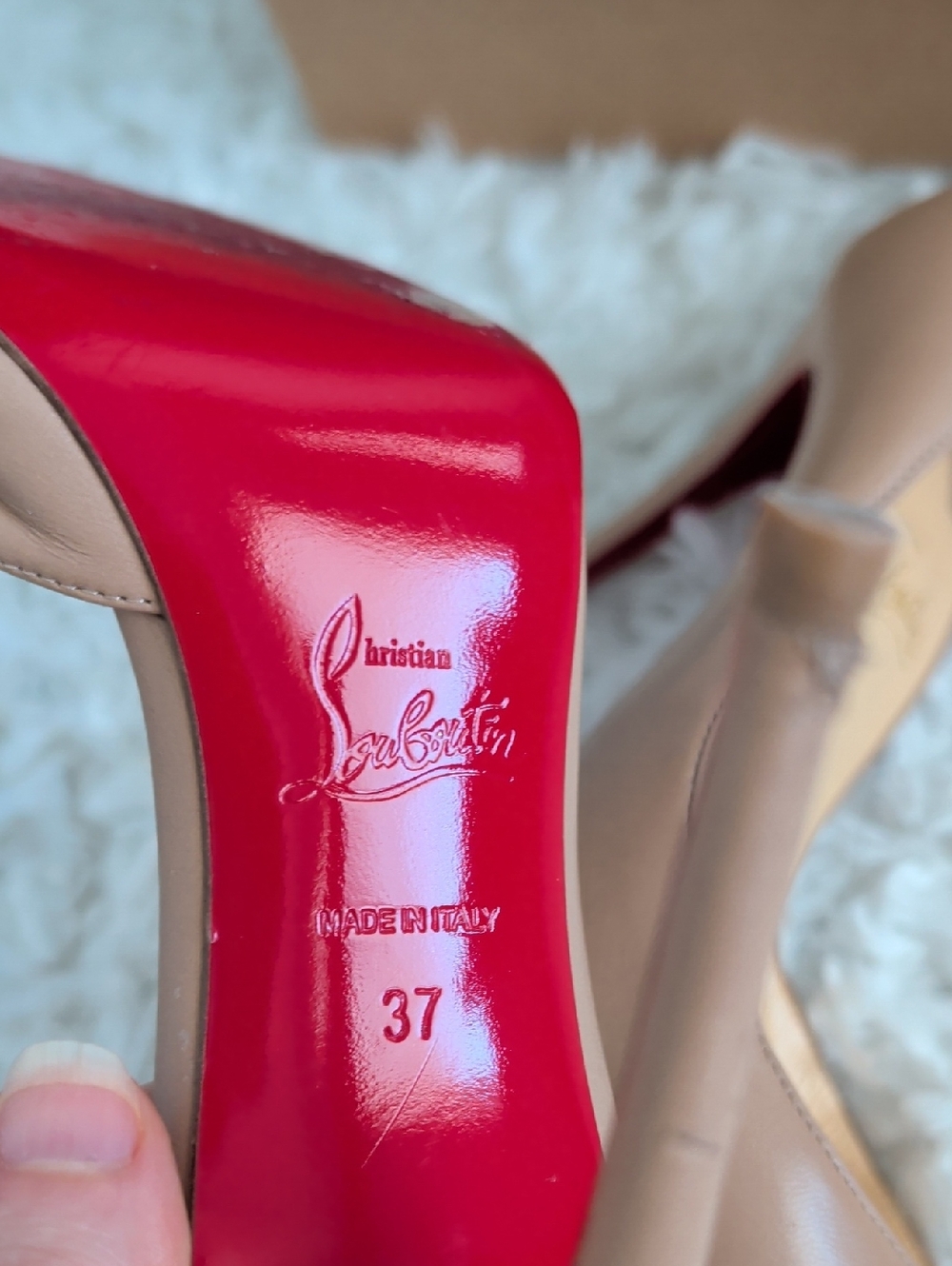 Christian Louboutin Iriza Nude Leather Pointed Toe Pumps - Picture 11 of 14